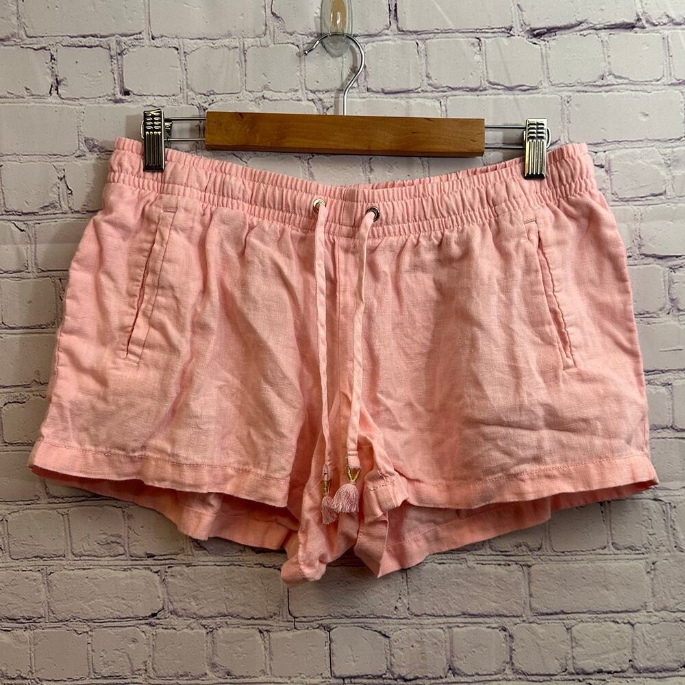Lilly Pulitzer Linen Pull On Shorts Baby Pink Women's Large Drawstring Waist
